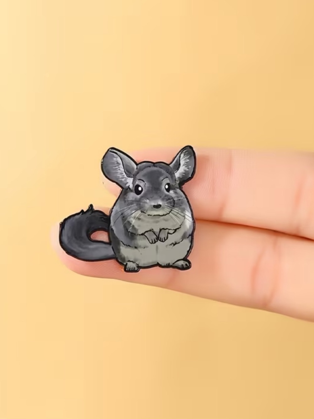 Cute Gray Chinchilla Pin - Small Pets Accessory
